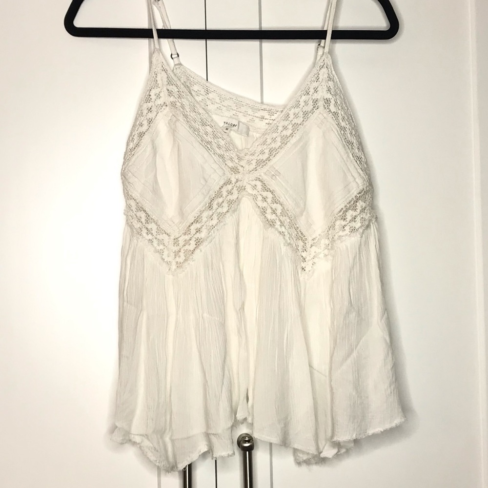Talori White boho spaghetti strap tank top